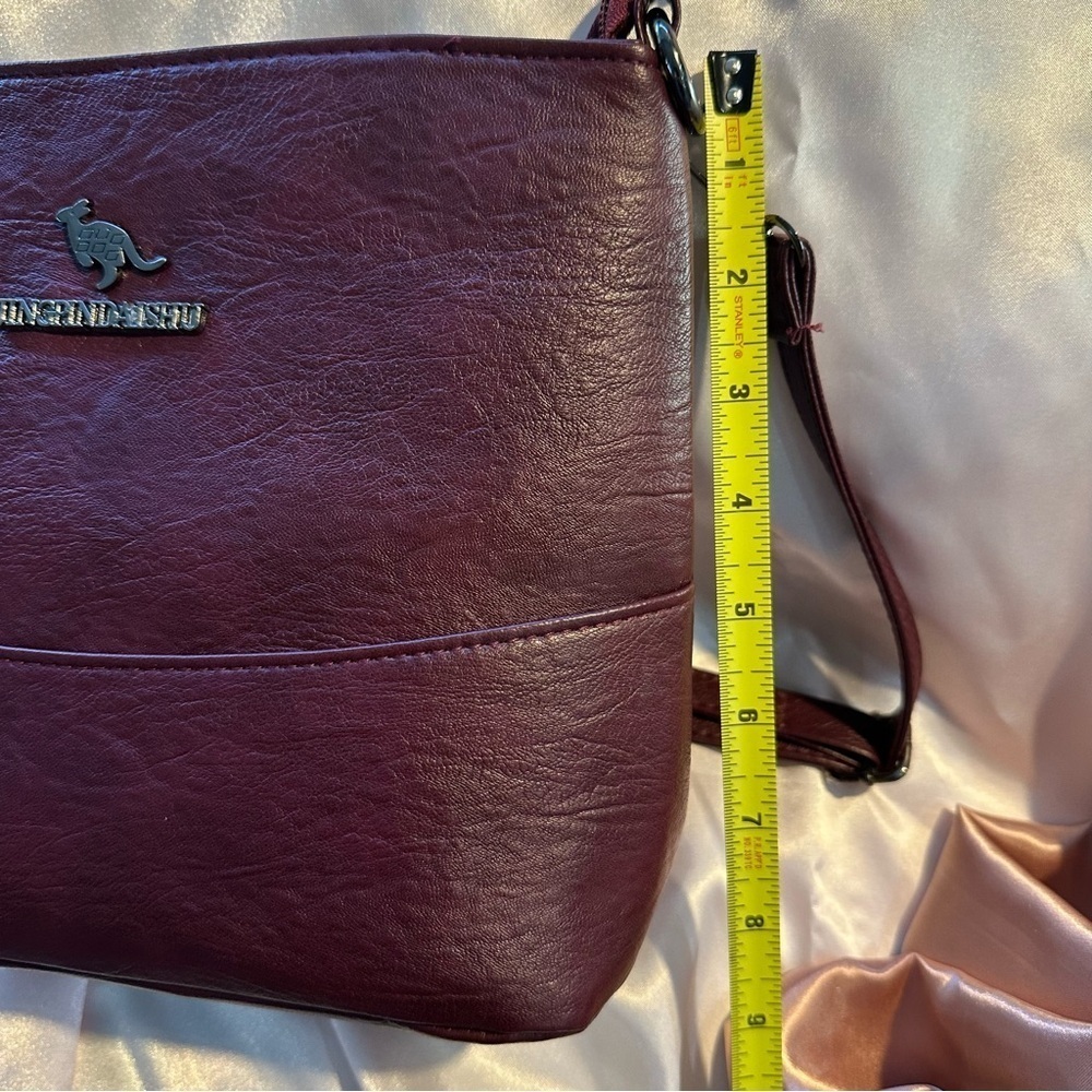 Burgundy Vegan Leather Crossbody Purse – Multi-Compartment Shoulder Bag NWOT - Picture 11 of 11